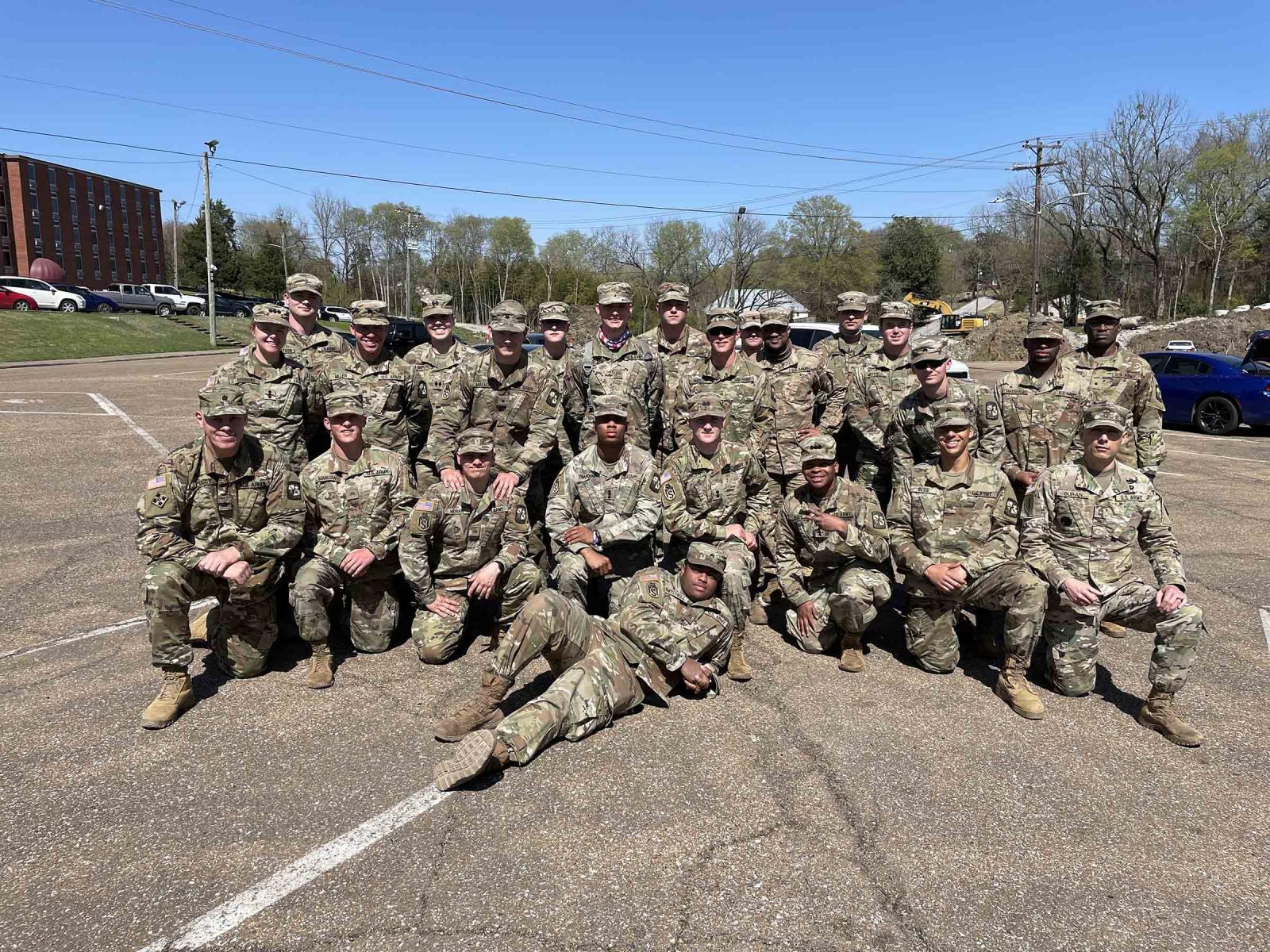 A group photo of Army ROTC soldiers at Mississippi State University